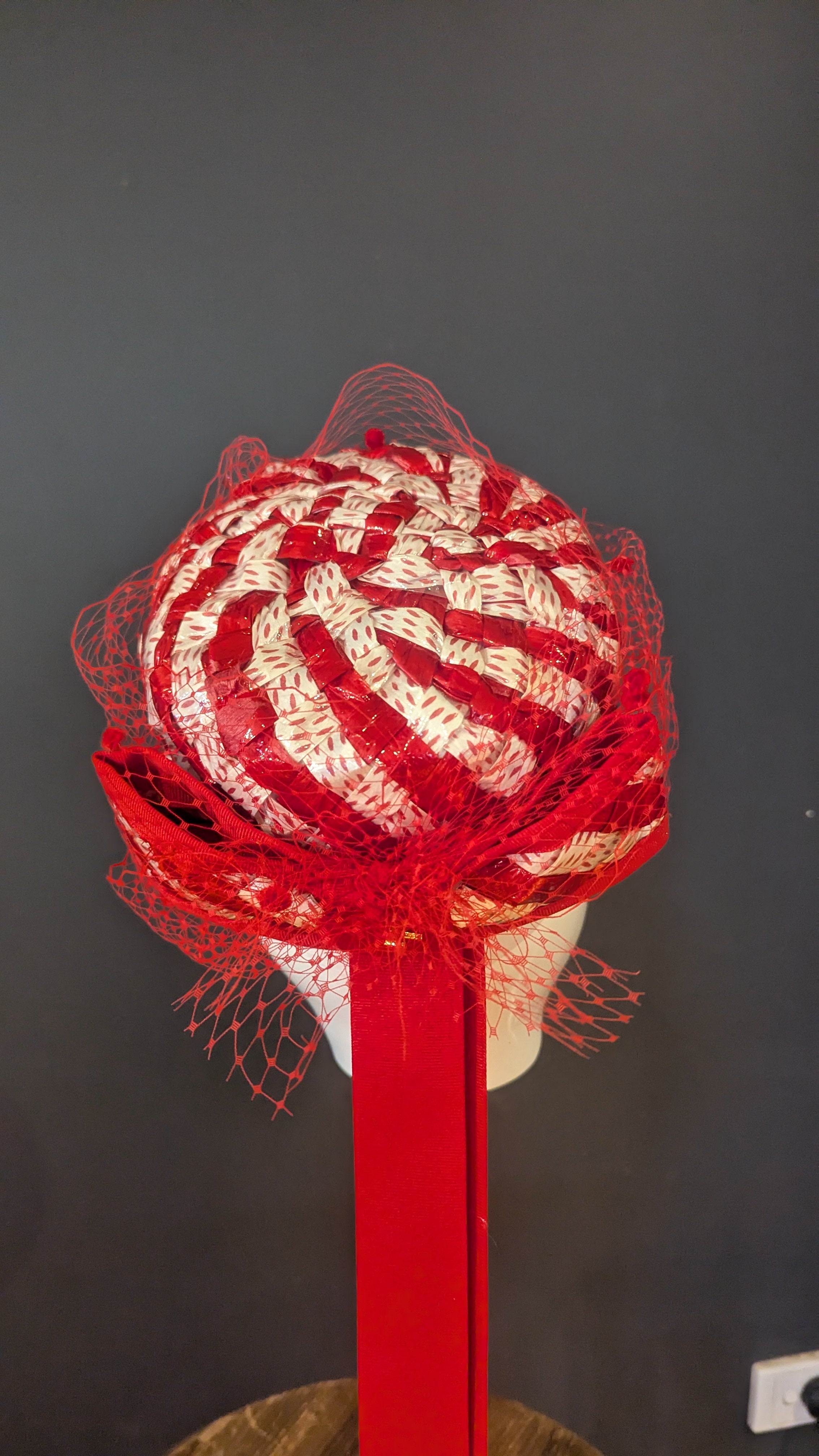 Very Vintage Red & white Cellophane Pillbox