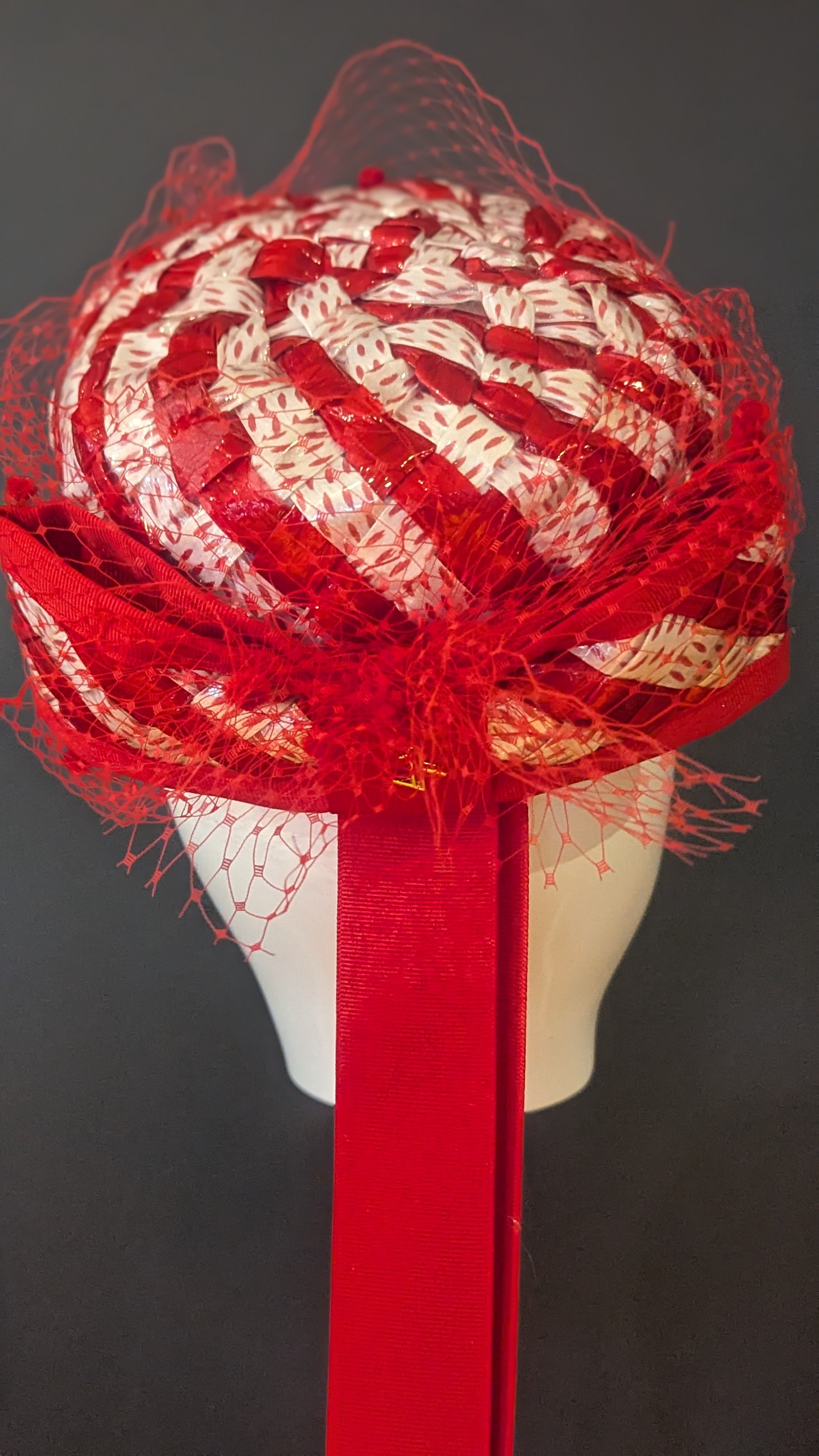 Very Vintage Red & white Cellophane Pillbox