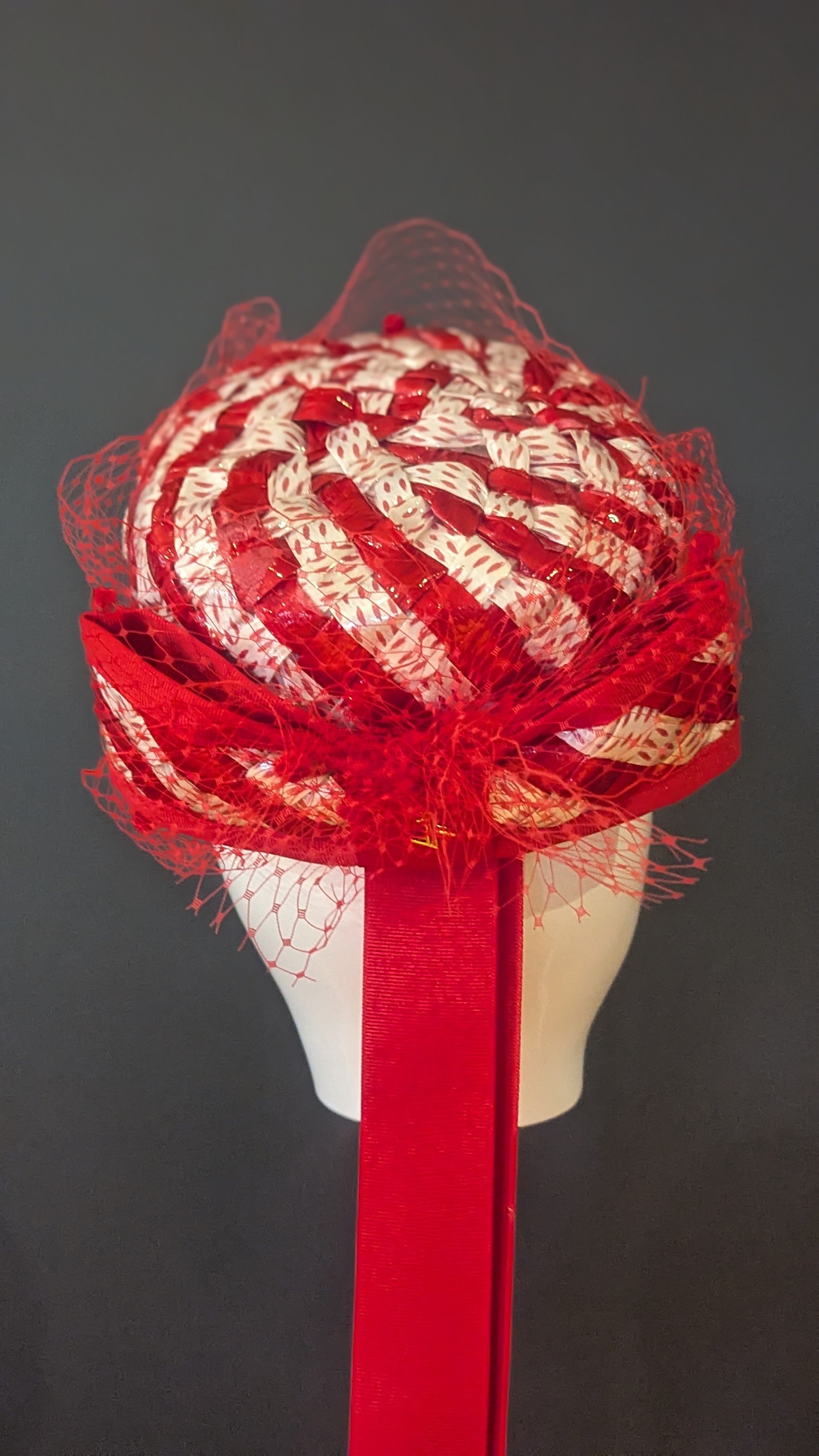 Very Vintage Red & white Cellophane Pillbox