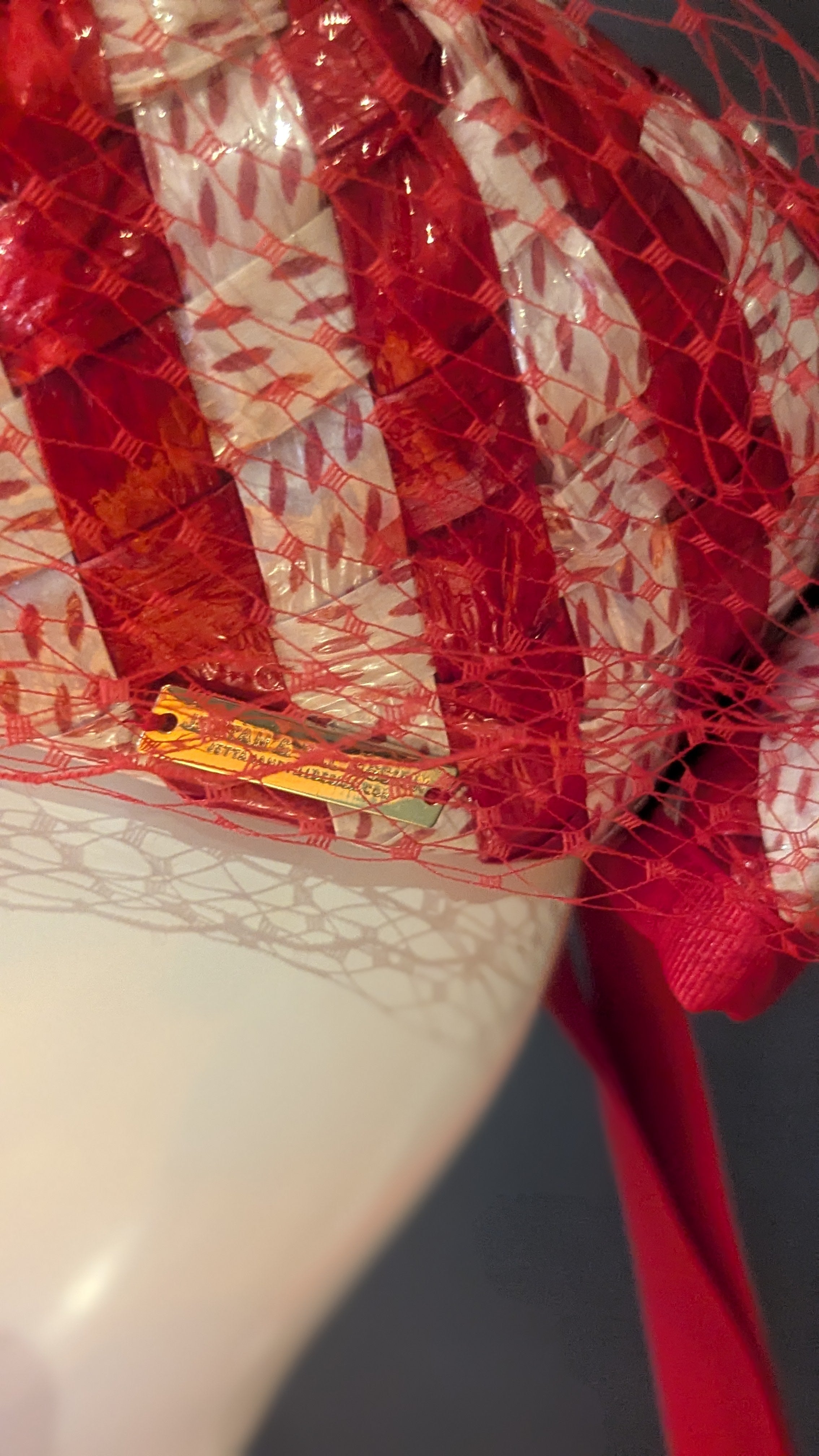 Very Vintage Red & white Cellophane Pillbox