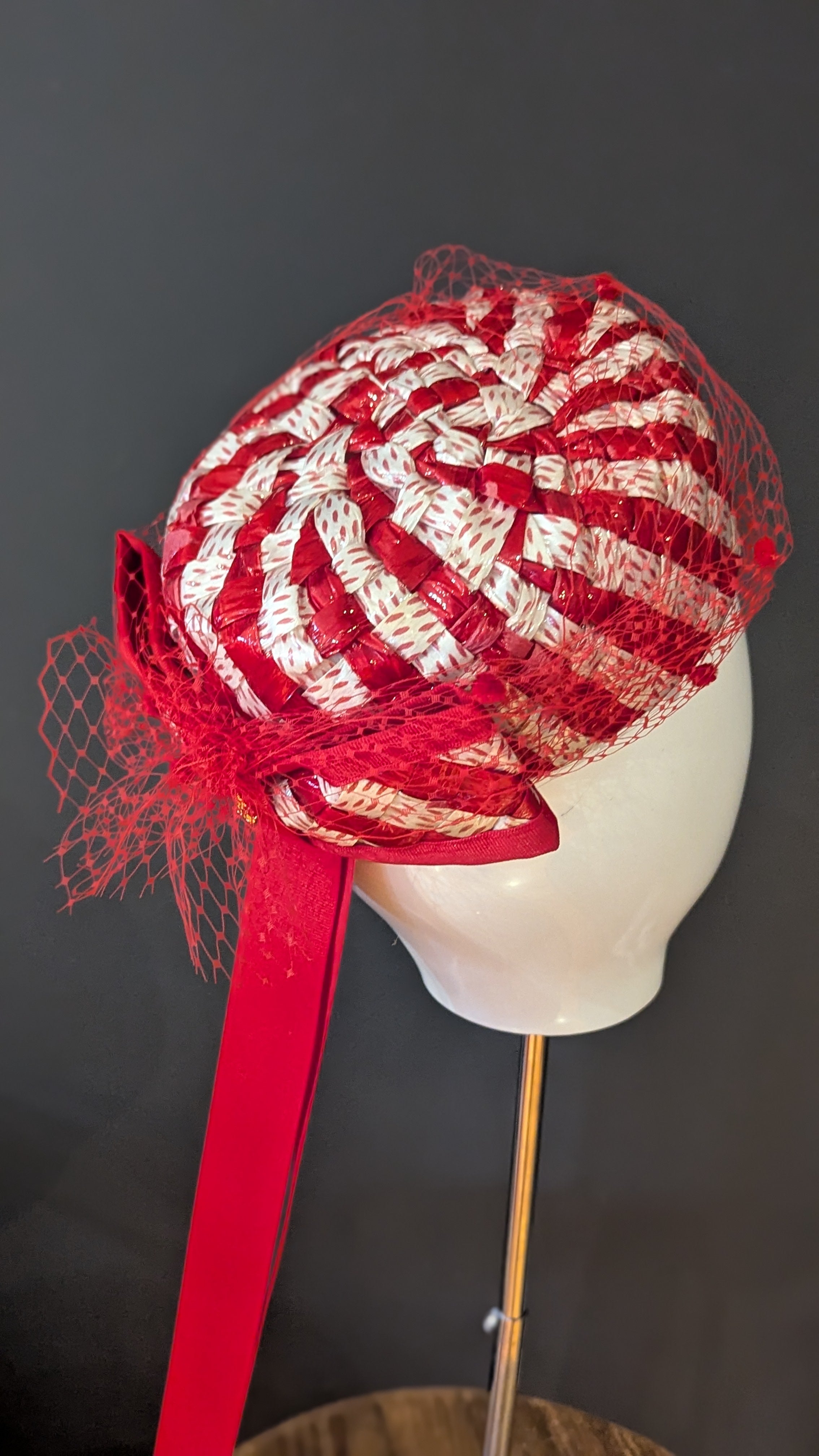 Very Vintage Red & white Cellophane Pillbox