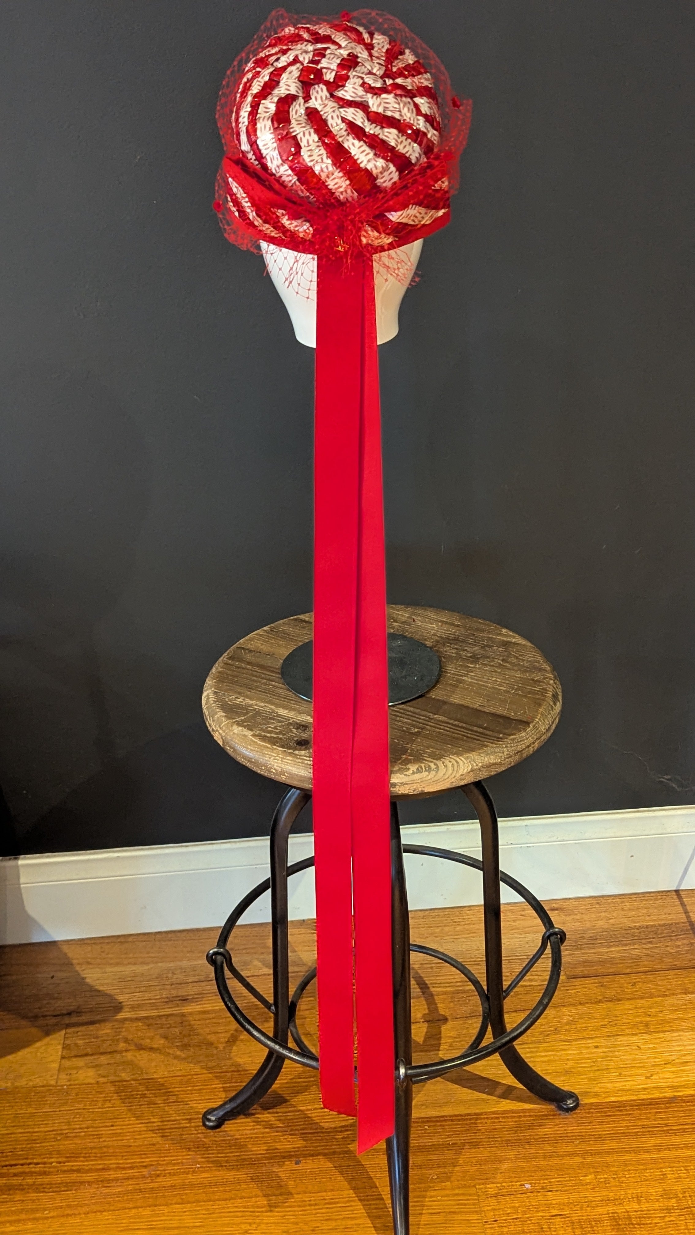 Very Vintage Red & white Cellophane Pillbox