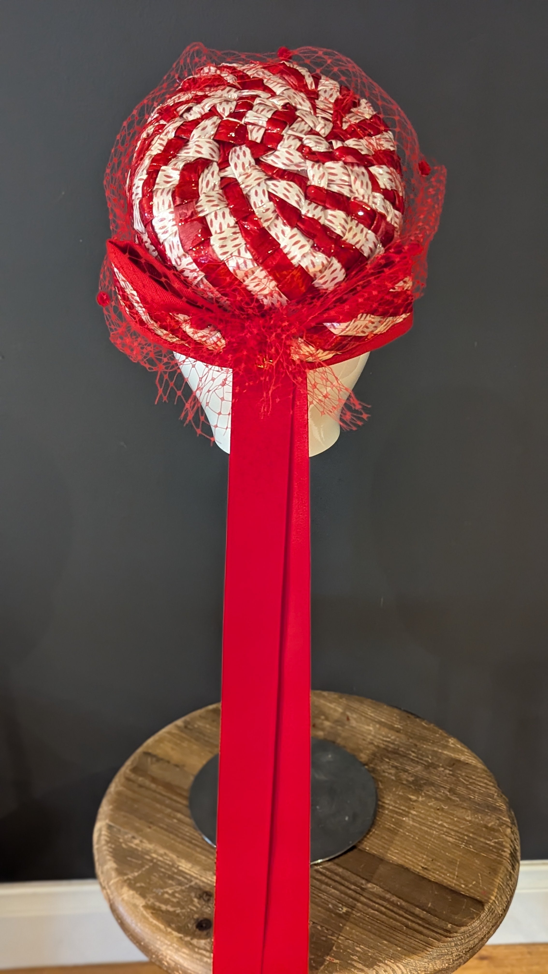 Very Vintage Red & white Cellophane Pillbox