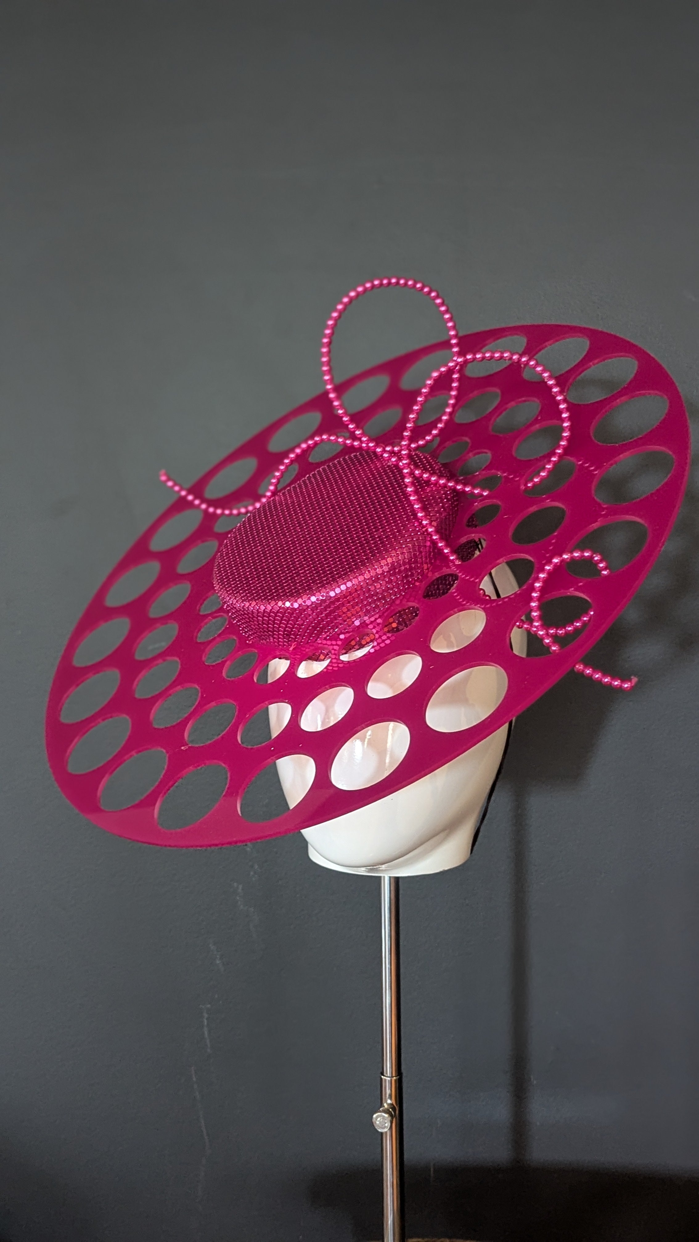 Azzedine Hot Pink Metallic Pearl Bow