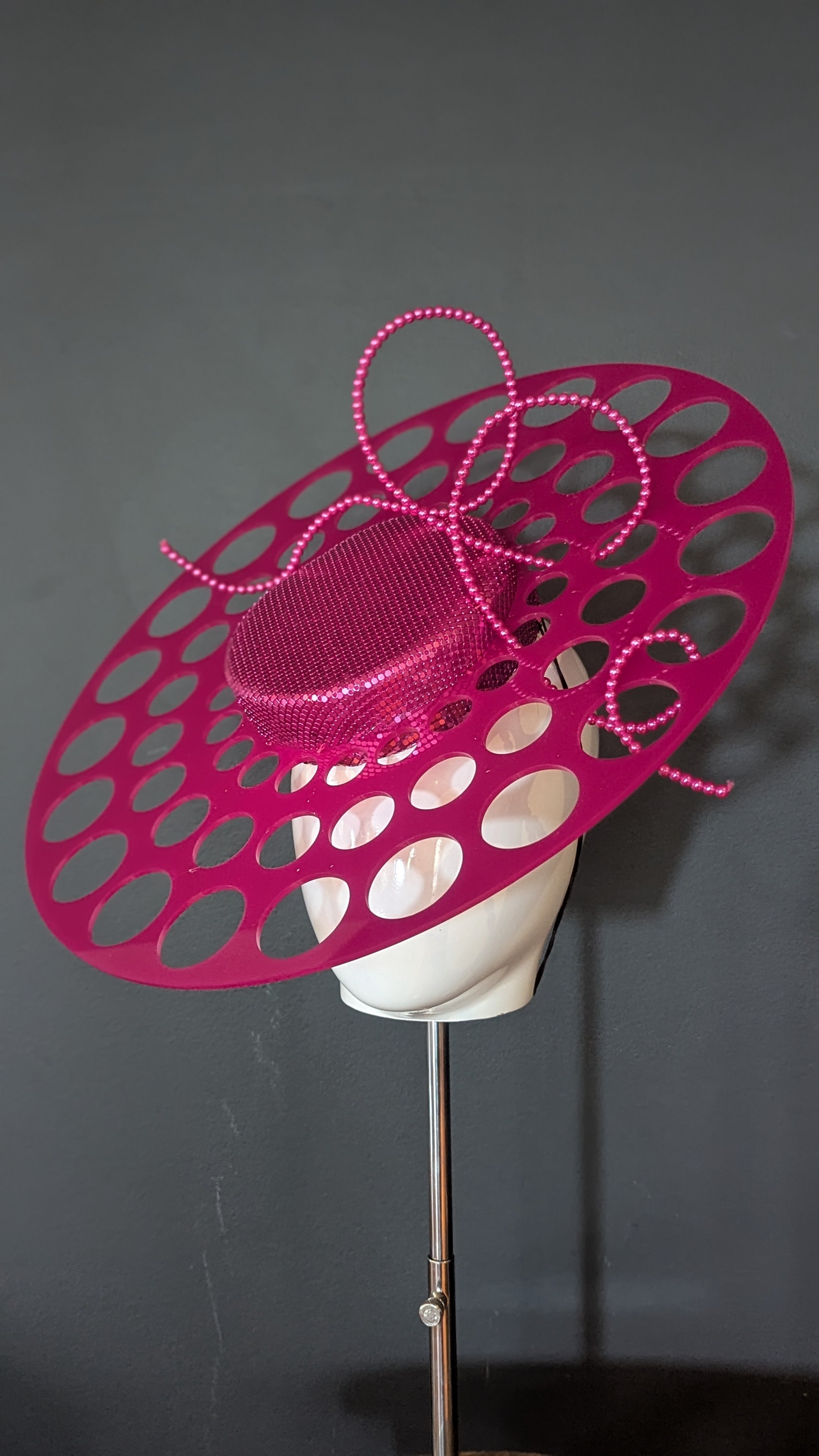 Azzedine Hot Pink Metallic Pearl Bow