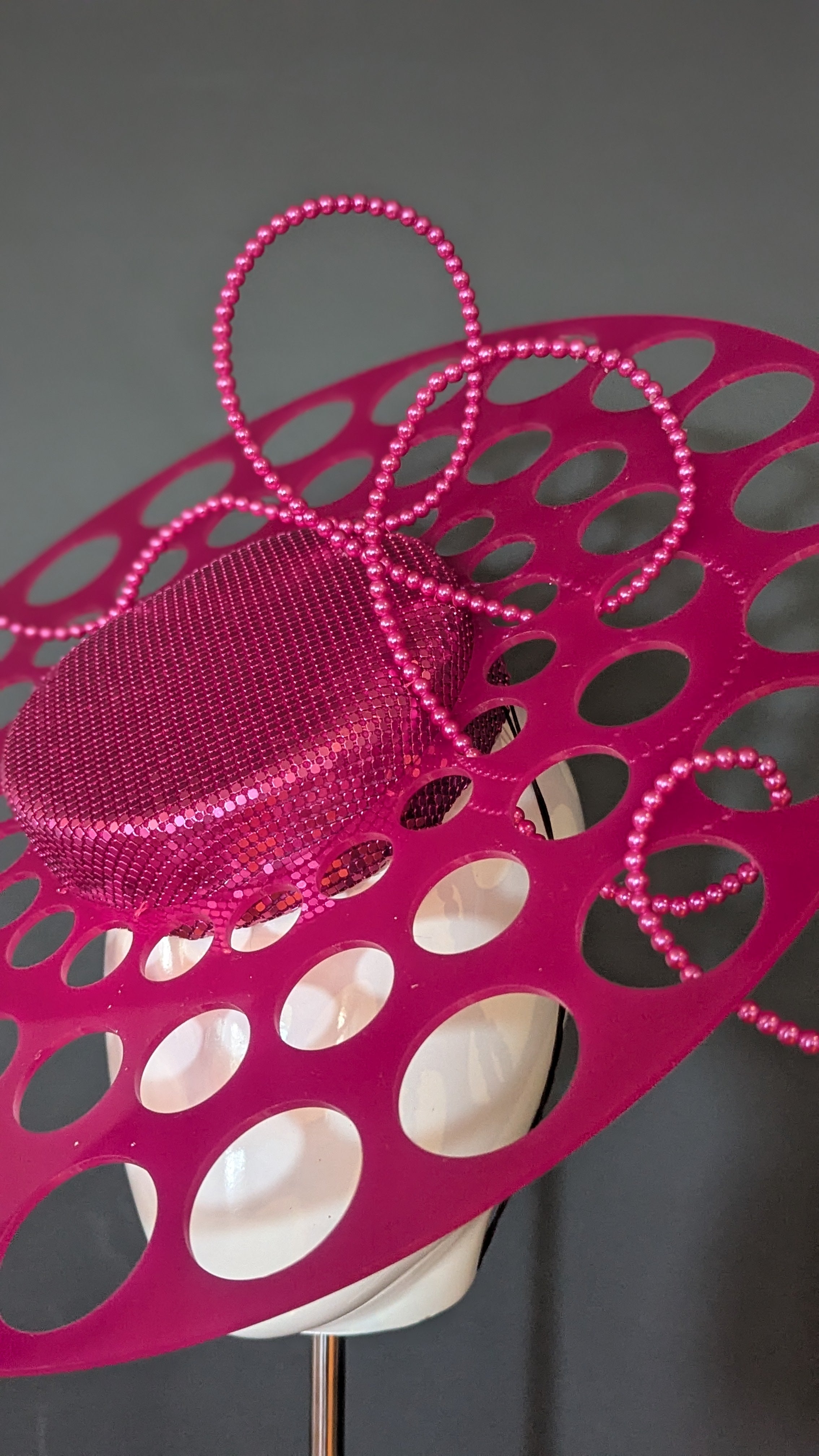 Azzedine Hot Pink Metallic Pearl Bow