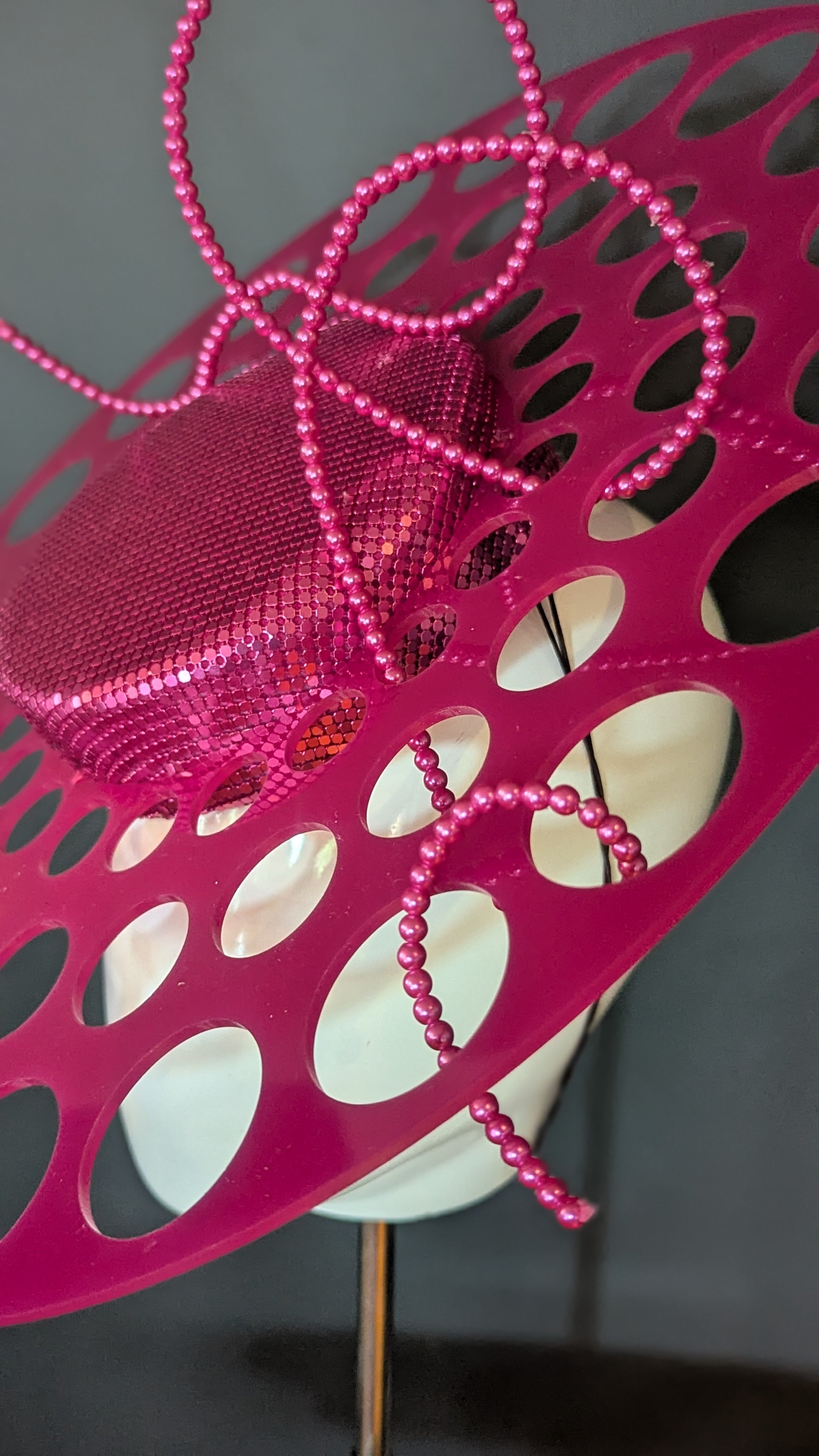 Azzedine Hot Pink Metallic Pearl Bow