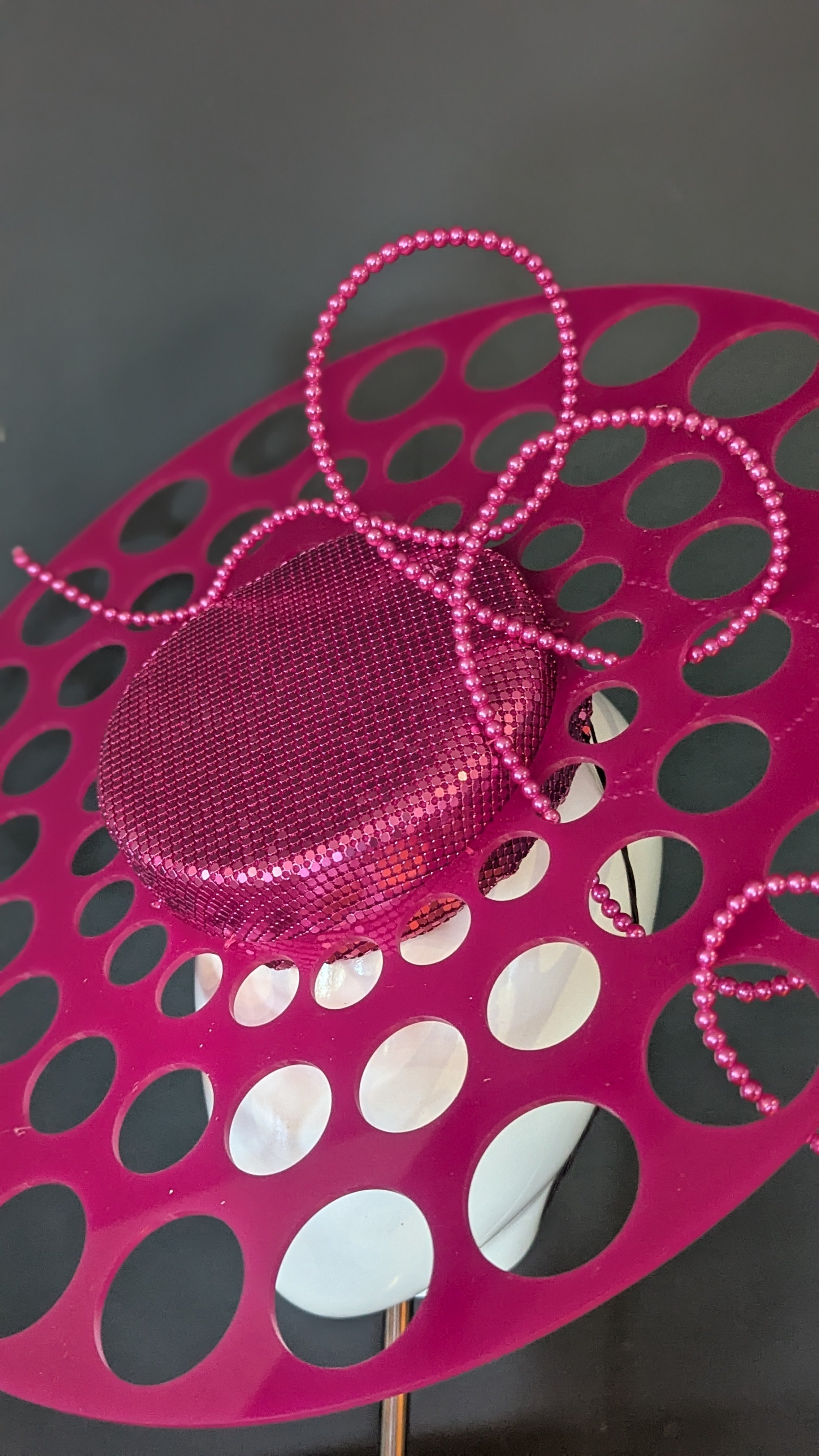 Azzedine Hot Pink Metallic Pearl Bow