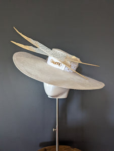 White Straw Brim with Gold Accents