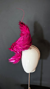 Hot Pink Satin Metallic Swirl