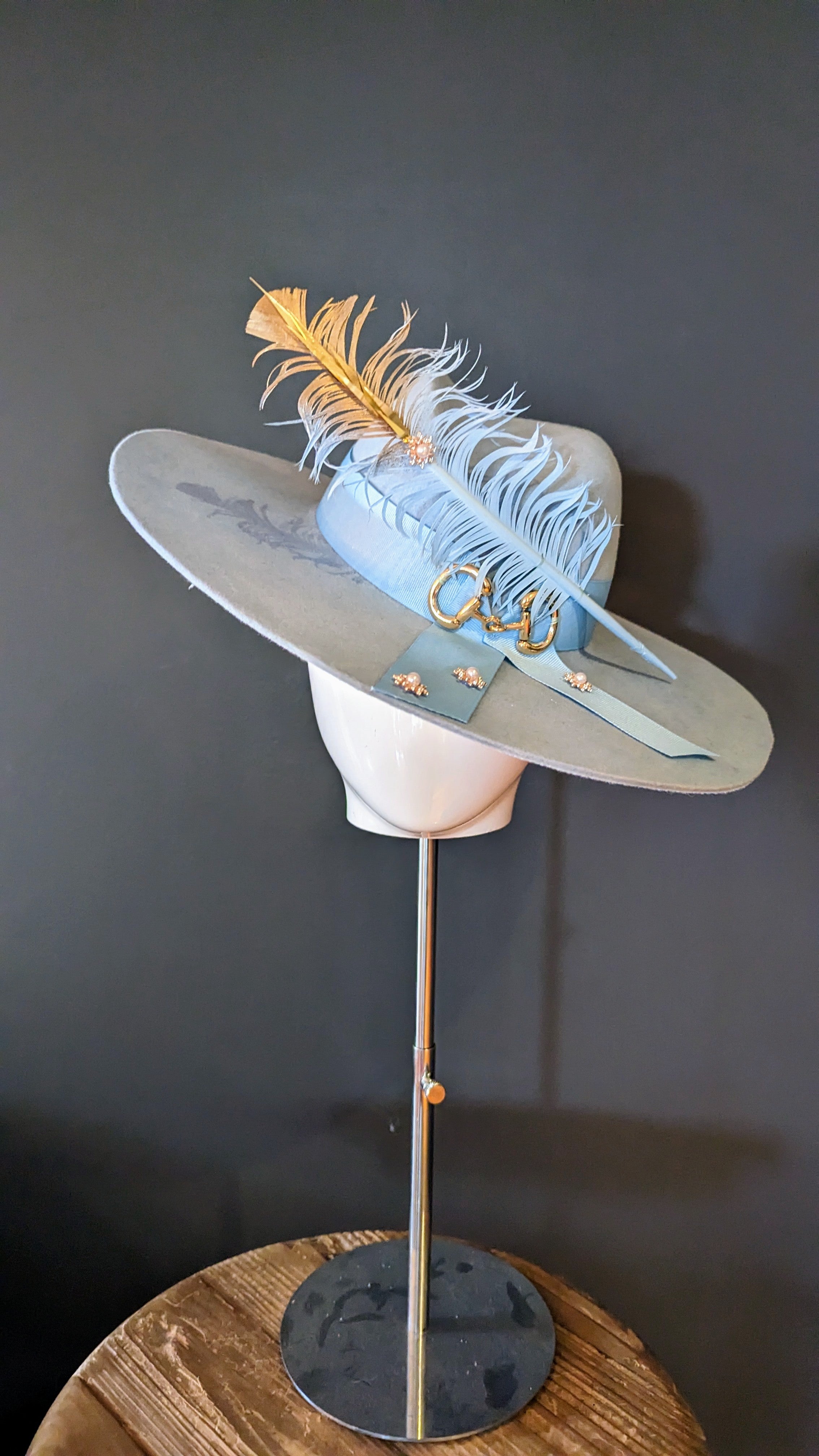 Beth Snaffle Baby Blue and Gold Brim